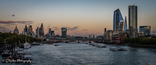 A view along the Thames from Waterloo Bridge