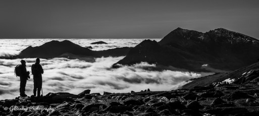 The Snowdon massif rises above a cloud inversion